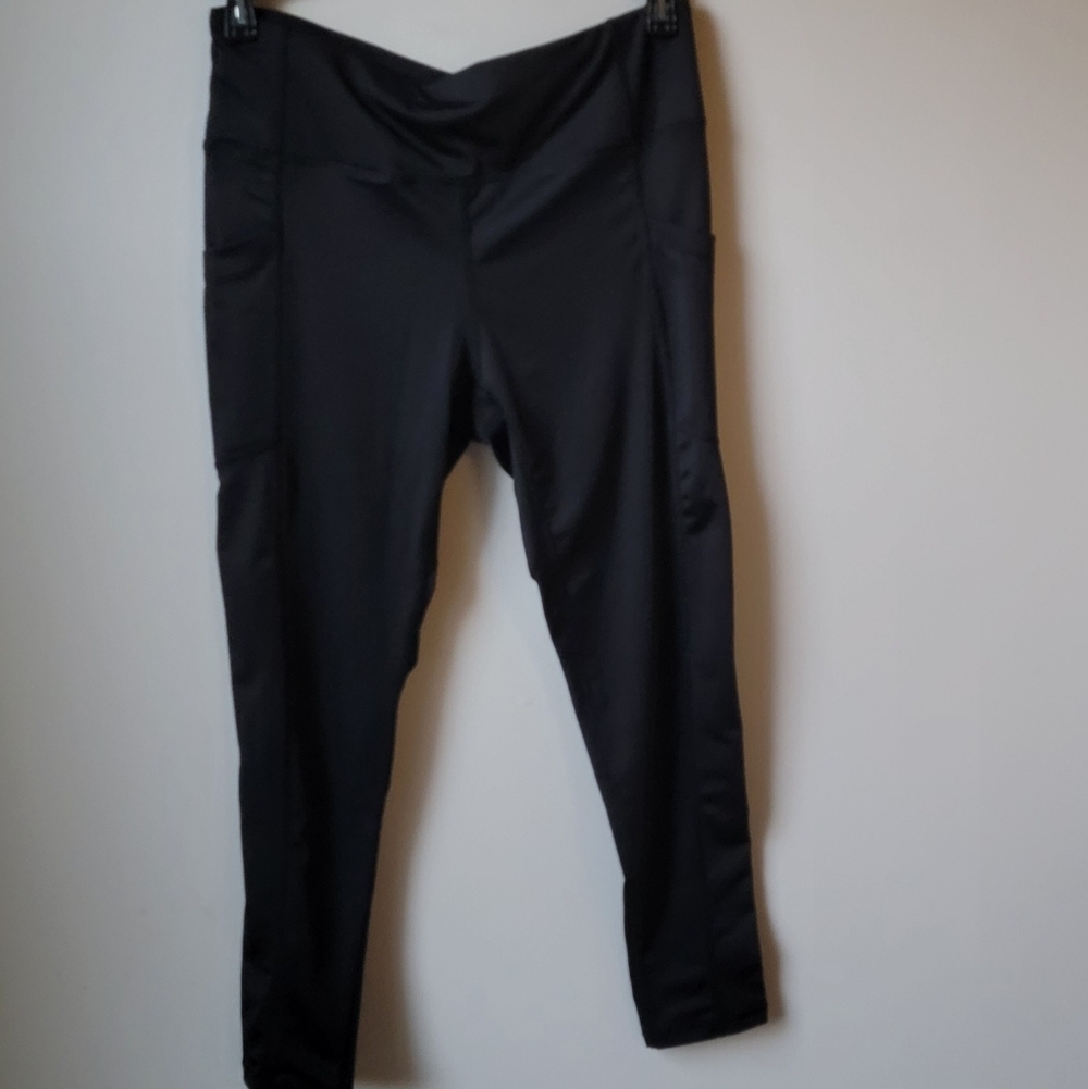 Pro Player Active Athletic Leggings Capri Womens M Black Pockets Stretch